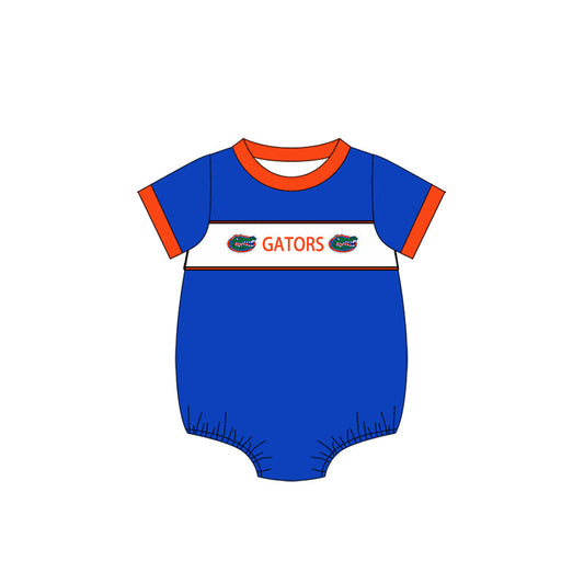Baby Boy Blue Short Sleeves Team Bubble Romper ( Moq 5 )