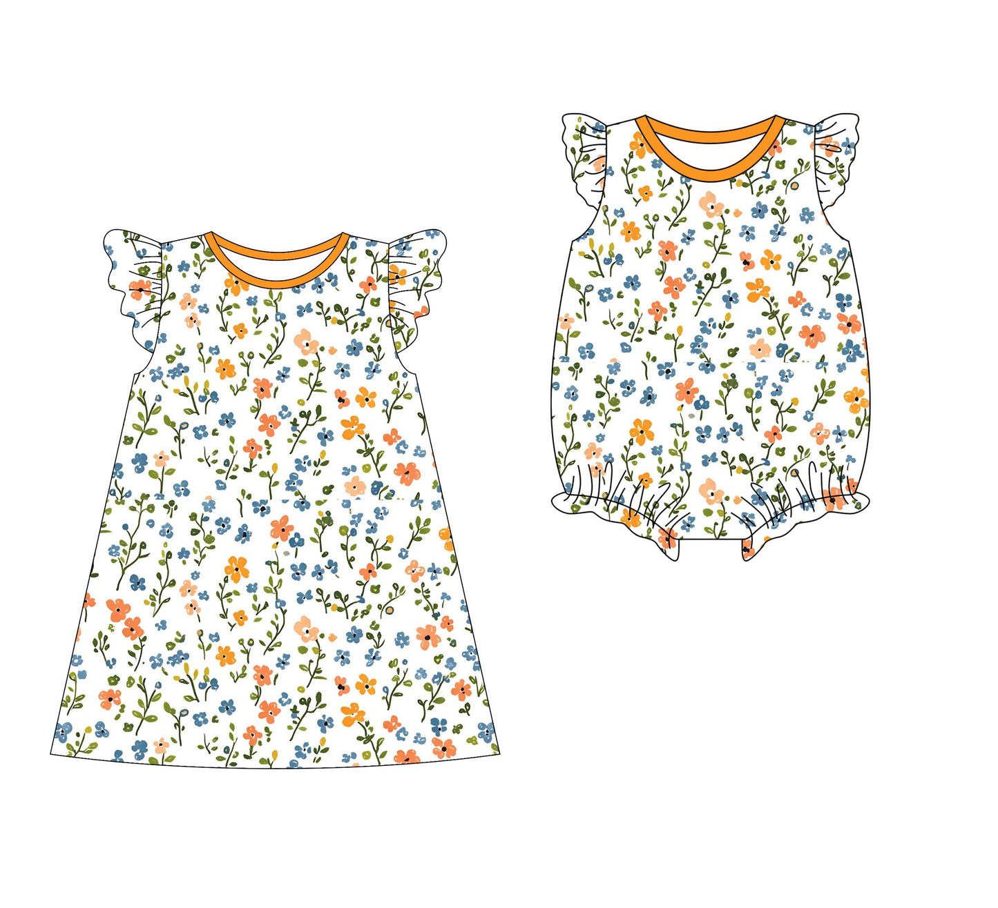 Baby Girl Short Sleeves Floral Sibling Romper Dress ( Moq 5 Each Style ) 3.10