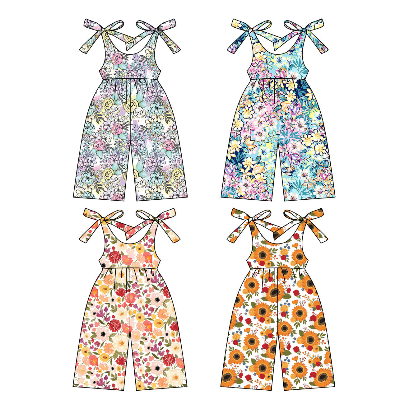 Baby Girl Straps Flower Sibling Jumpsuit ( Moq 5 Each Style ) 12.20