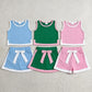 Sibling Baby Girls Kids Sleeveless Cotton Tops Pockets Skirts Shorts Sets Summer Clothes RTS