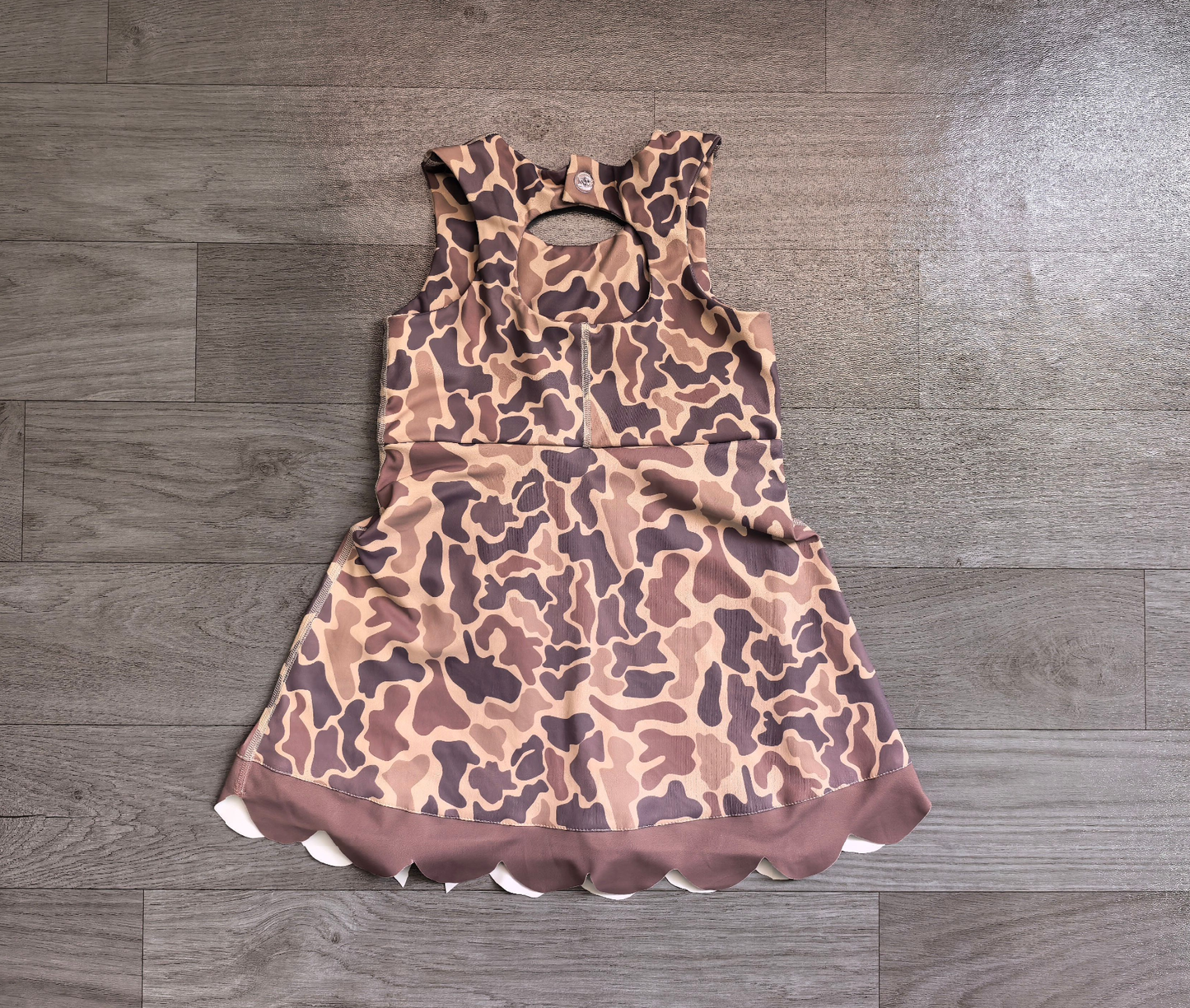 ( No moq ) Preorder Baby Girls Kids Sleeveless Camo Bows Shorts Scallop Dress Yoga Active Clothes