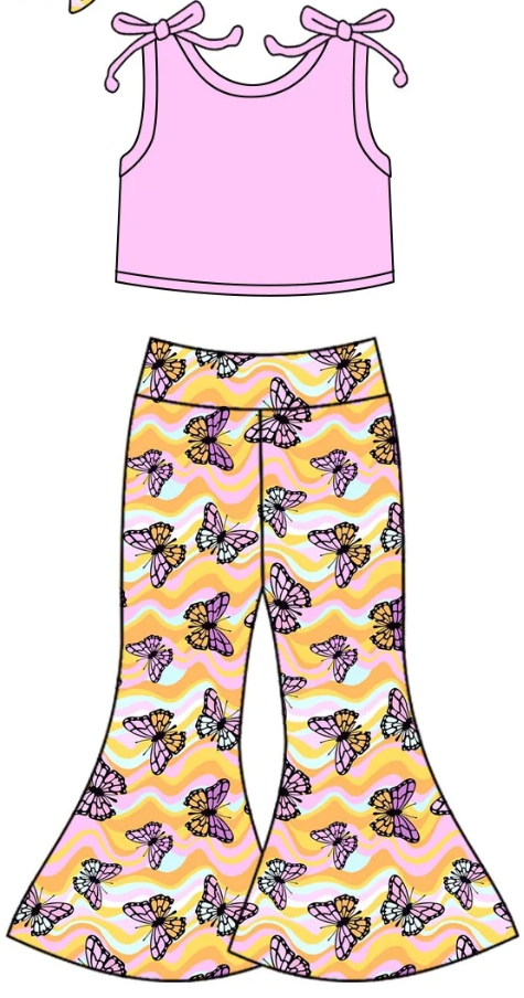 ( Moq 5 Each Style ) Baby Girl Summer Butterflies Sibling Romper Set 4.24
