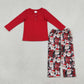 Baby Boys Kids Long Sleeves Red Shirt Christmas Santa Pants Set Clothes RTS