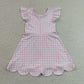Baby Girls Kids Short Sleeves Pink Plaid Yoga Active Knee Length Dress RTS