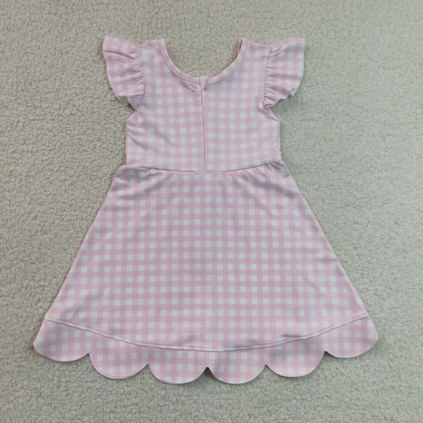 Baby Girls Kids Short Sleeves Pink Plaid Yoga Active Knee Length Dress RTS