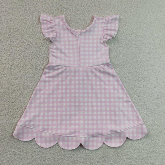 Baby Girls Kids Short Sleeves Pink Plaid Yoga Active Knee Length Dress RTS