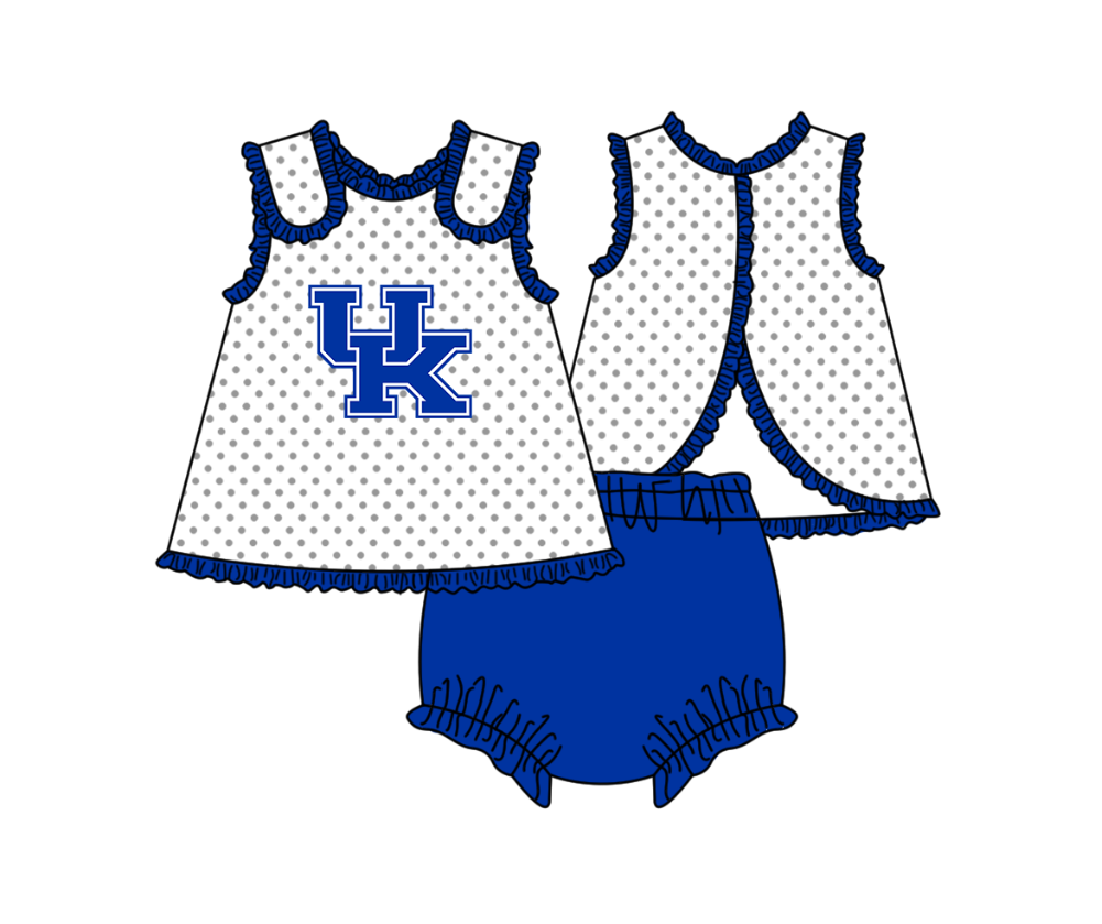 ( Moq 5 ) Baby Girls Toddler UK Dots Tops Blue Bummie Shorts Team Set