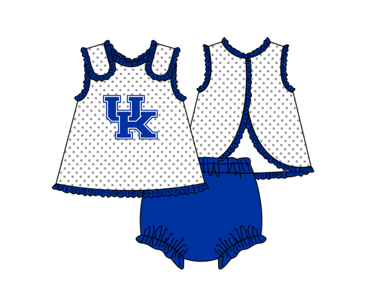 ( Moq 5 ) Baby Girls Toddler UK Dots Tops Blue Bummie Shorts Team Set