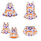 ( Moq 5 Each Style ) Baby Girls Toddler Orange Purple Bows Sibling Team Shorts Dresses Set Clothes