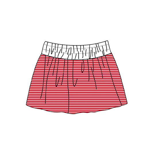 ( Moq 5 ) Preorder Baby Girls Kids Red Stripes Skirt Shorts Bottoms Yoga Active Clothes