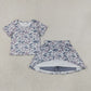 Baby Girl Short Sleeves Grey Camo Shirt Skorts Set Summer Clothes RTS