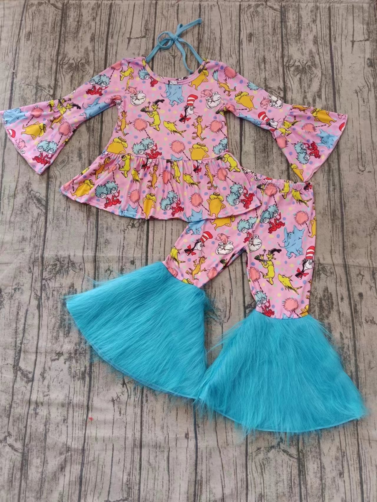 Baby Girl Long Sleeves Dr Reading Tunic Fur Bell Pants Set ( Moq 5 )