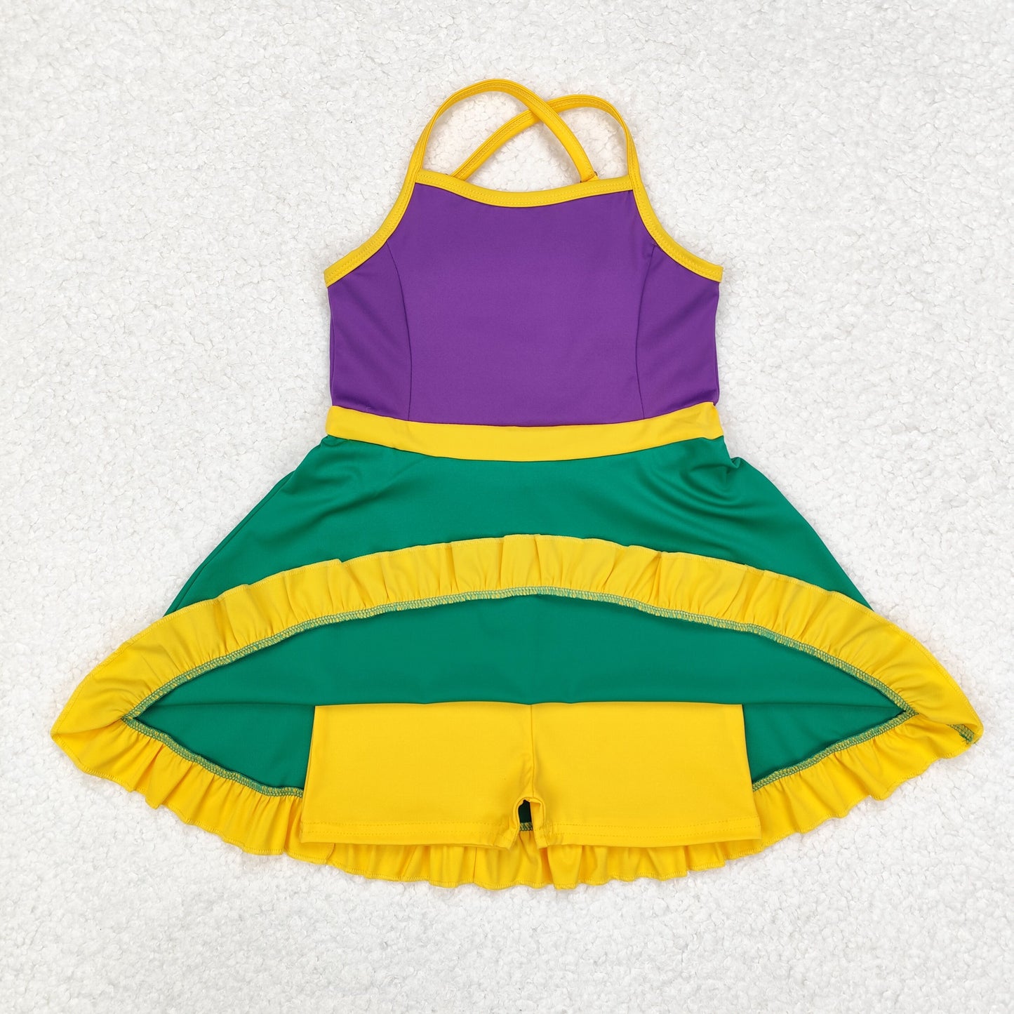 Baby Girl Sleeveless Mardi Gras Athletic Active Wear Knee Length Shorts Dress