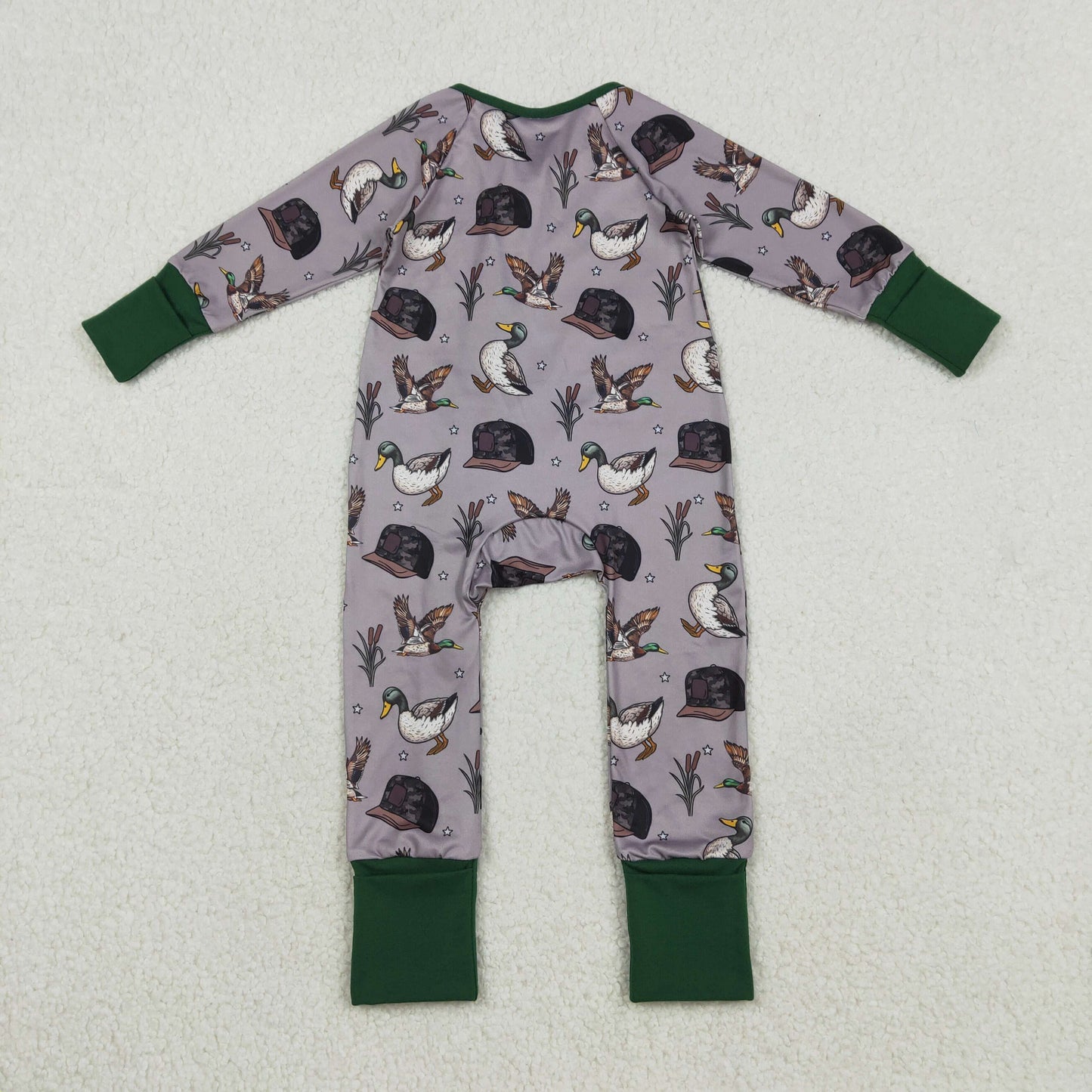 Baby Boys Long Sleeves Ducks Hats Hunting Zipper Sleeper Romper RTS
