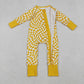 Baby Boys Infant Long Sleeves Yellow Checkered Zipper Romper RTS