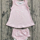 Baby Girl Bow Pink Tops Plaid Shorts Summer Bummie Set  RTS