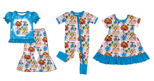 Baby Girl Short Sleeves Dr Reading Sibling Romper Dress Clothes Set ( Moq 5 Each Design )11.28
