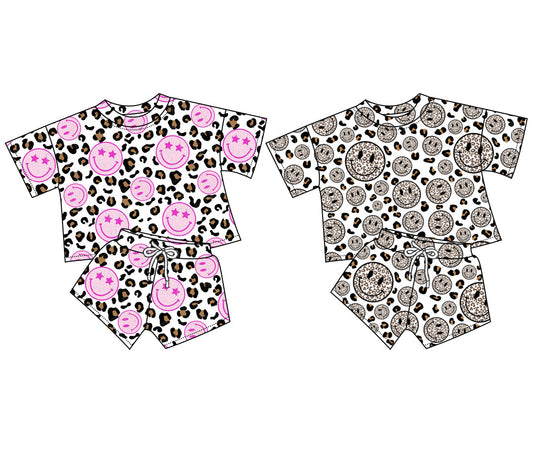 Baby Boy Girl Short Sleeves Smile Leopard Sibling Clothes Set ( Moq 5 Each Design ) 12.6