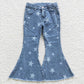 P0108 Baby Girl Stars Blue Denim Pants Western Jeans