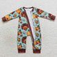 LR0580 Baby Girl Thanksgiving Long Sleeves turkey Pumpkin Pie One Piece Zipper Romper