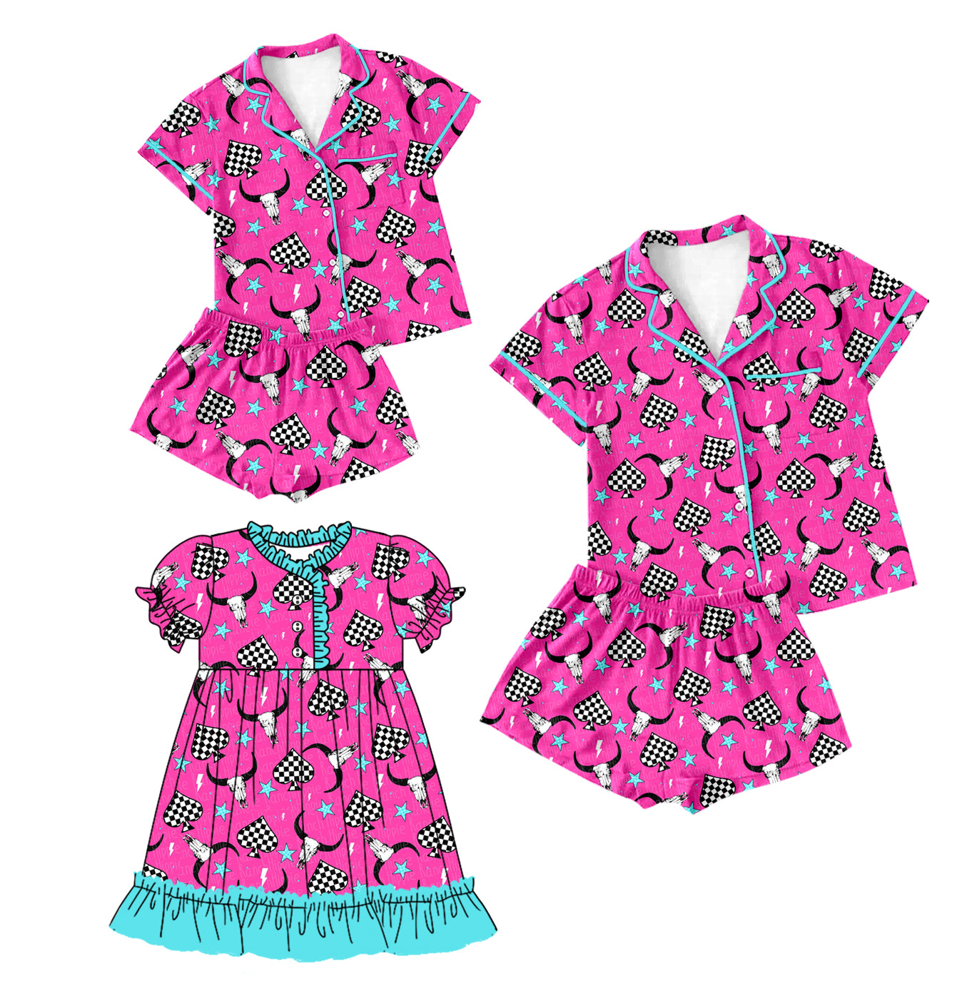 Baby Girl Adult Women Western Cow Sibling Dress Set ( Moq 5 Each Style ) 12.31