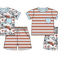 Baby Boy Short Sleeves July 4th Stars Flags Sibling Set ( Moq 5 Each Style ) 2.28