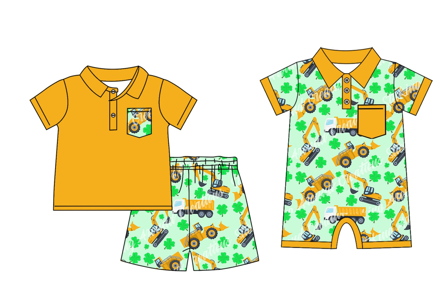 Baby Boy Short Sleeves St Patrick Sibling Romper Set ( Moq 5 Each Design ) 12.16