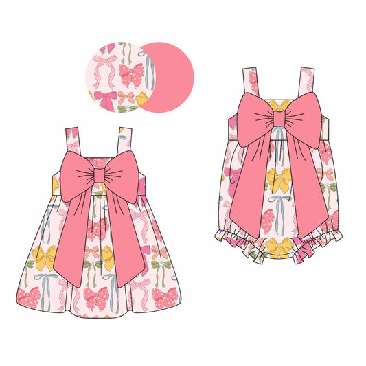 Baby Girl Straps Bows Sibling Romper Dress Set ( Moq 5 Each Style ) 2.22