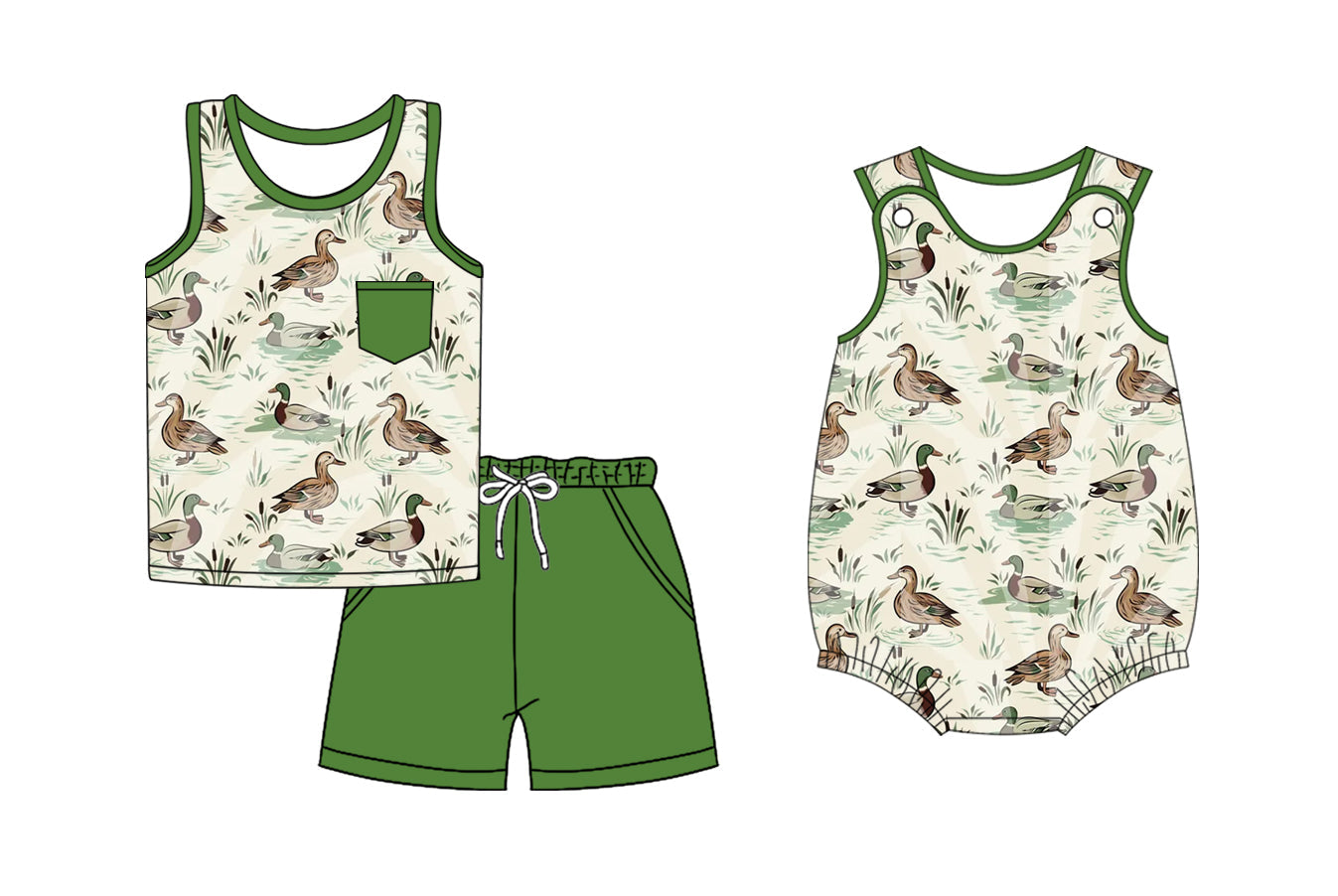 Baby Boy Sleeveless Ducks Sibling Romper Set ( Moq 5 Each Style ) 2.14