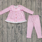 Baby Girl Long Sleeves Pink Bows Pockets Tunic Dots Pants Set RTS