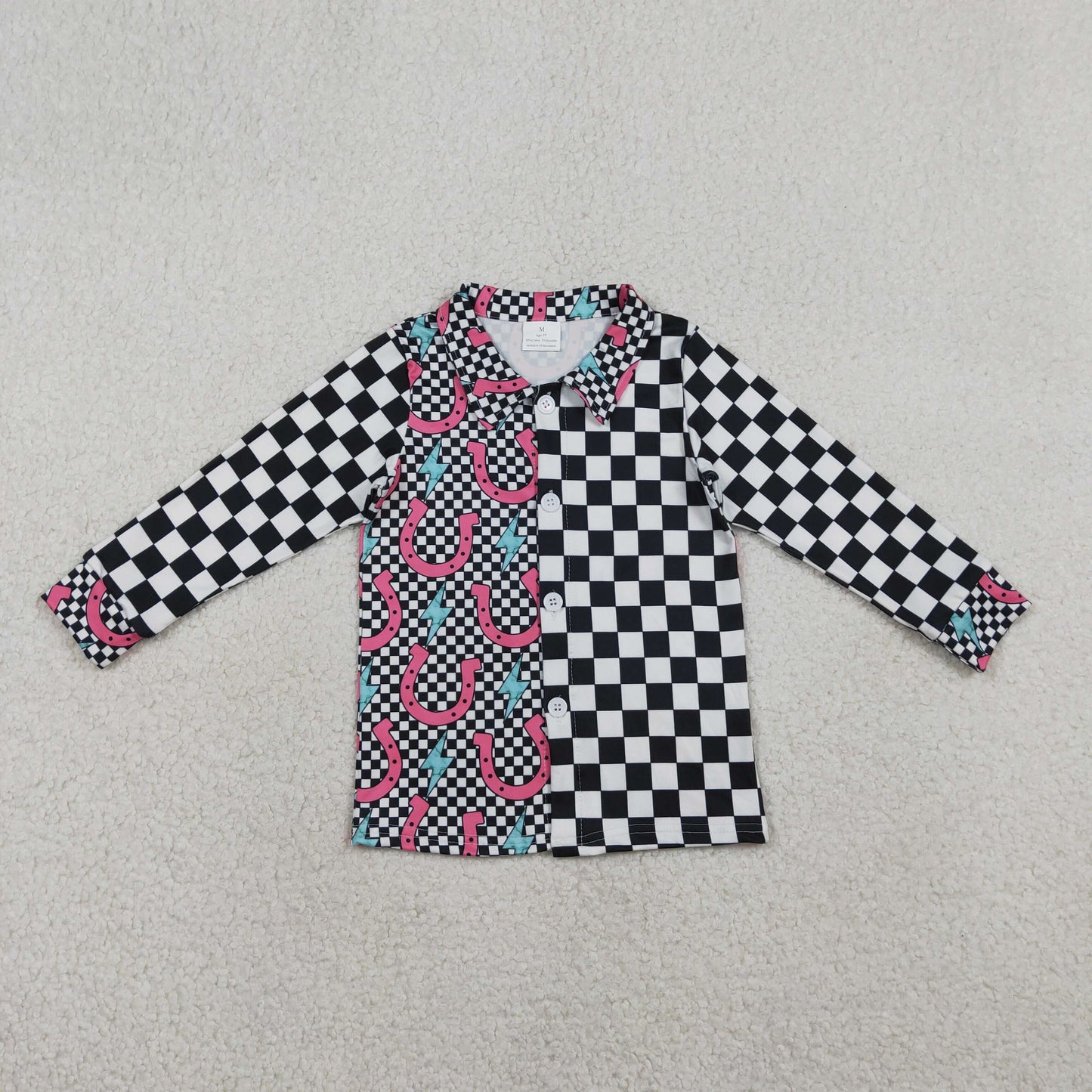 Baby Girls Kids Long Sleeves Checked Buttons Western Shirt Tops RTS