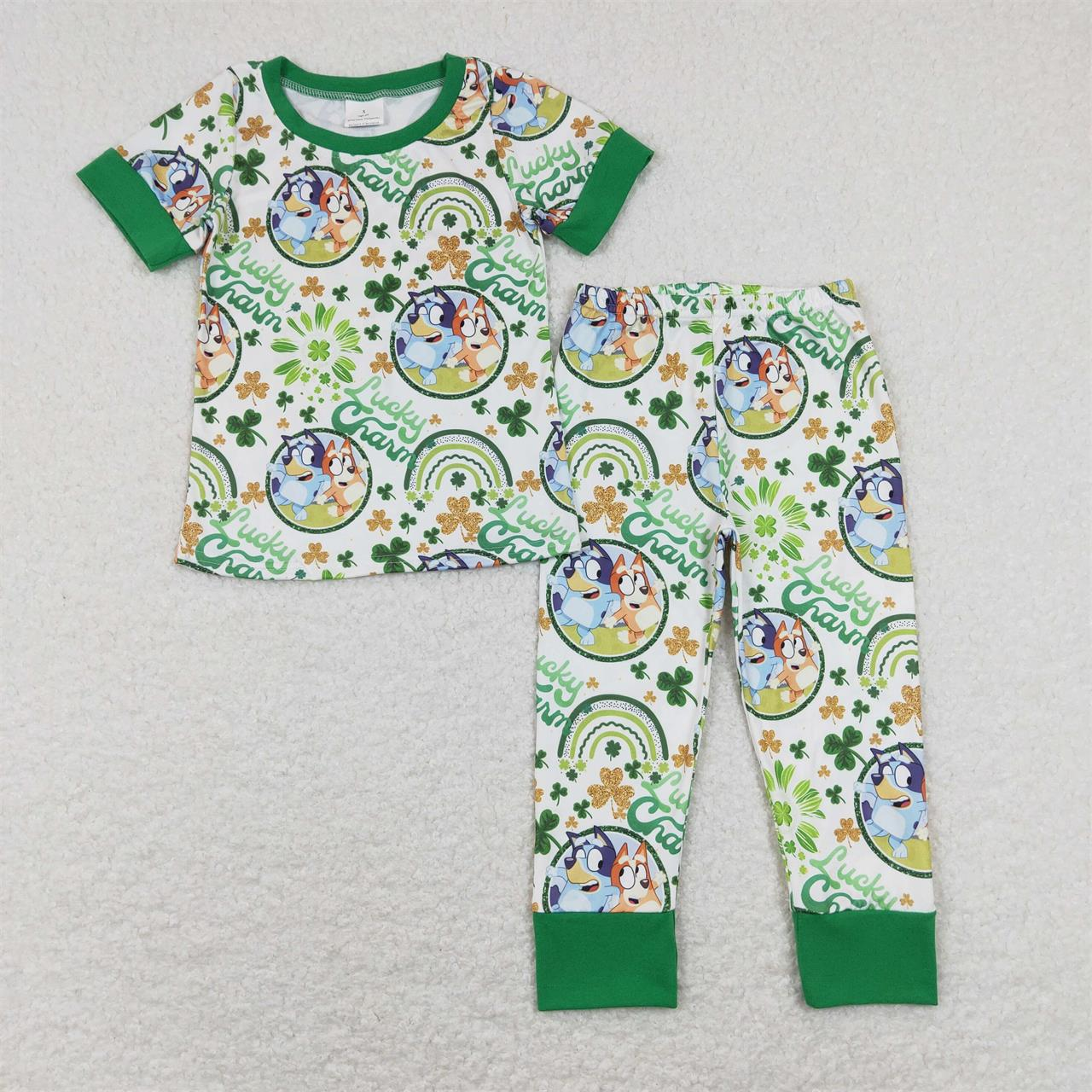 BSPO0251 St. Patrick's Day Baby Boy Short Sleeves Dogs Shirt Pants Pajamas Set