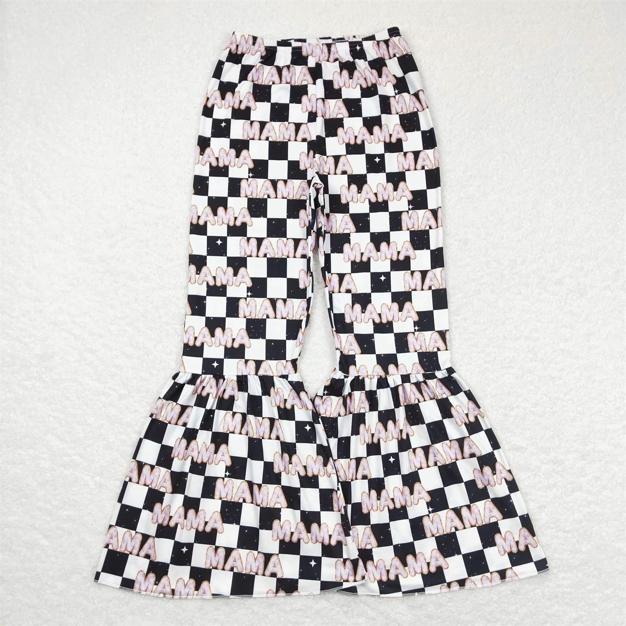 P0346 Adult Women Mama Checkered Bell Pants