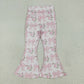 Baby Girl Floral Bows Yoga Active Pink Bell Bottom Pants RTS