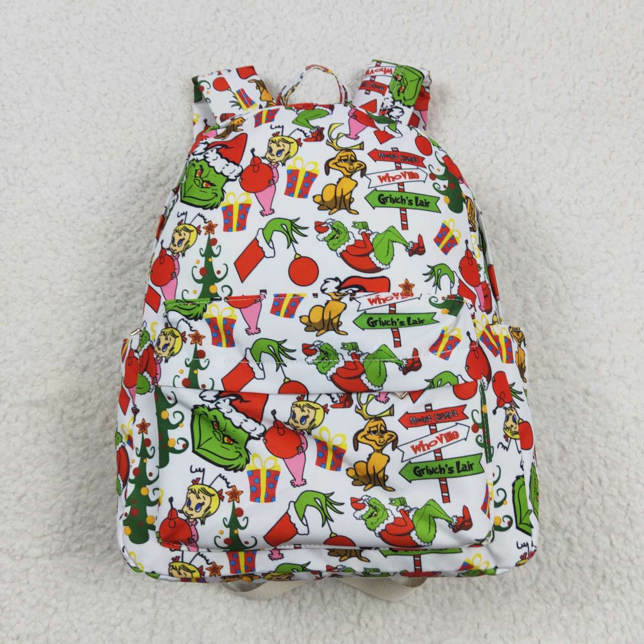 BA0138 Baby Girl Green Face Christmas Backpack