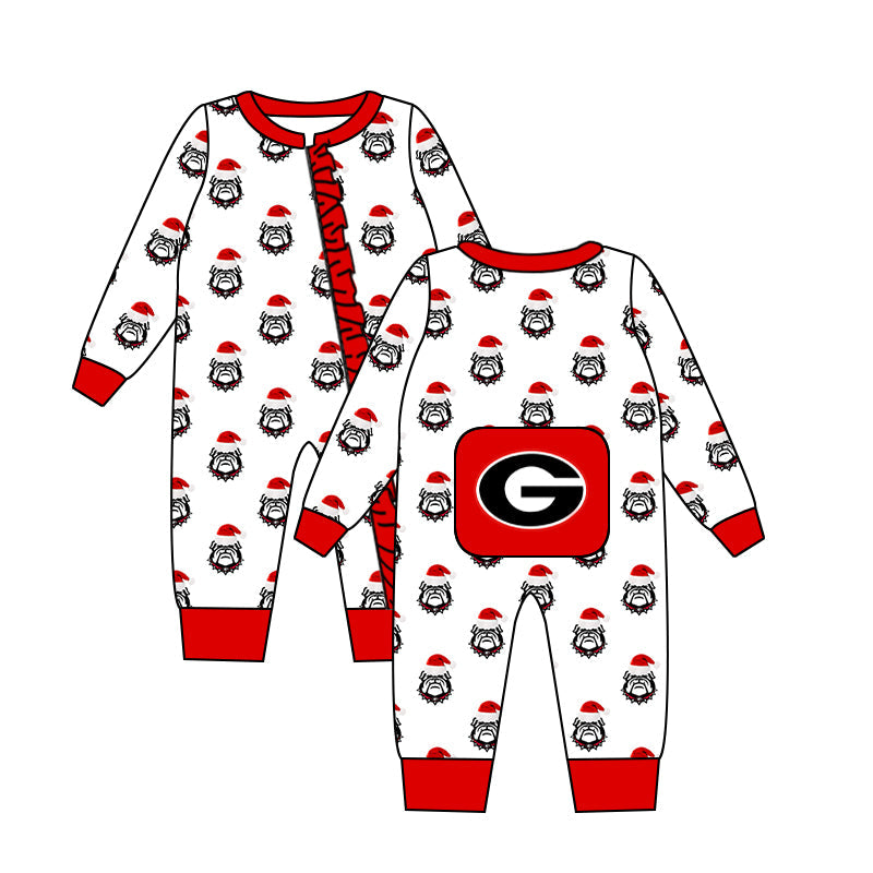 Baby Girl Team Bulldogs Christmas Zipper Romper