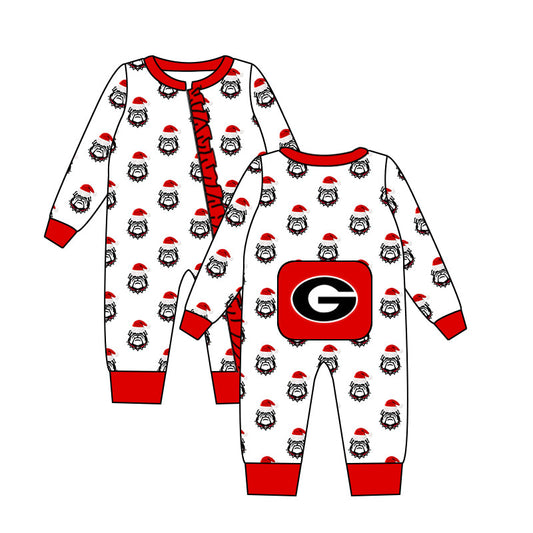 Baby Girl Team Bulldogs Christmas Zipper Romper