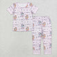 Baby Girl Short Sleeves Dogs Shirt Pants Pajamas Set