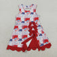 Baby Girls Flags Bows Stars 4th of July Yoga Active Shorts Knee Length Scallop Dress RTS