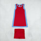 Baby Girls Kids Sleeveless Blue Trim Tops Red Pockets Shorts Set Yoga Active Clothes RTS
