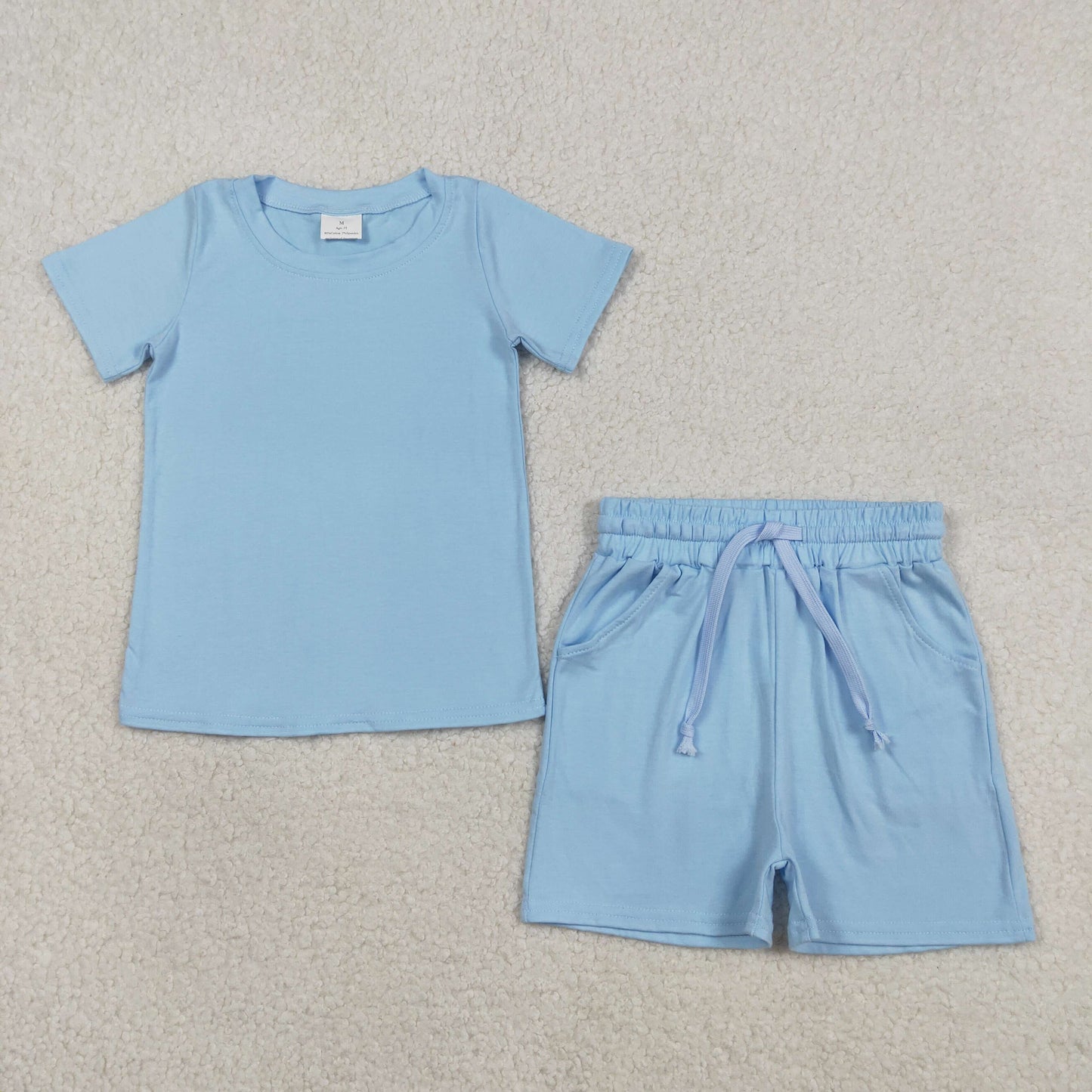 Baby Boys Blue Short Sleeves Shirt Pockets Shorts Summer Clothes Cotton Set RTS