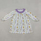 Baby Girl Long Sleeves Mardi Gras Purple Ruffle Knee Length Dress RTS