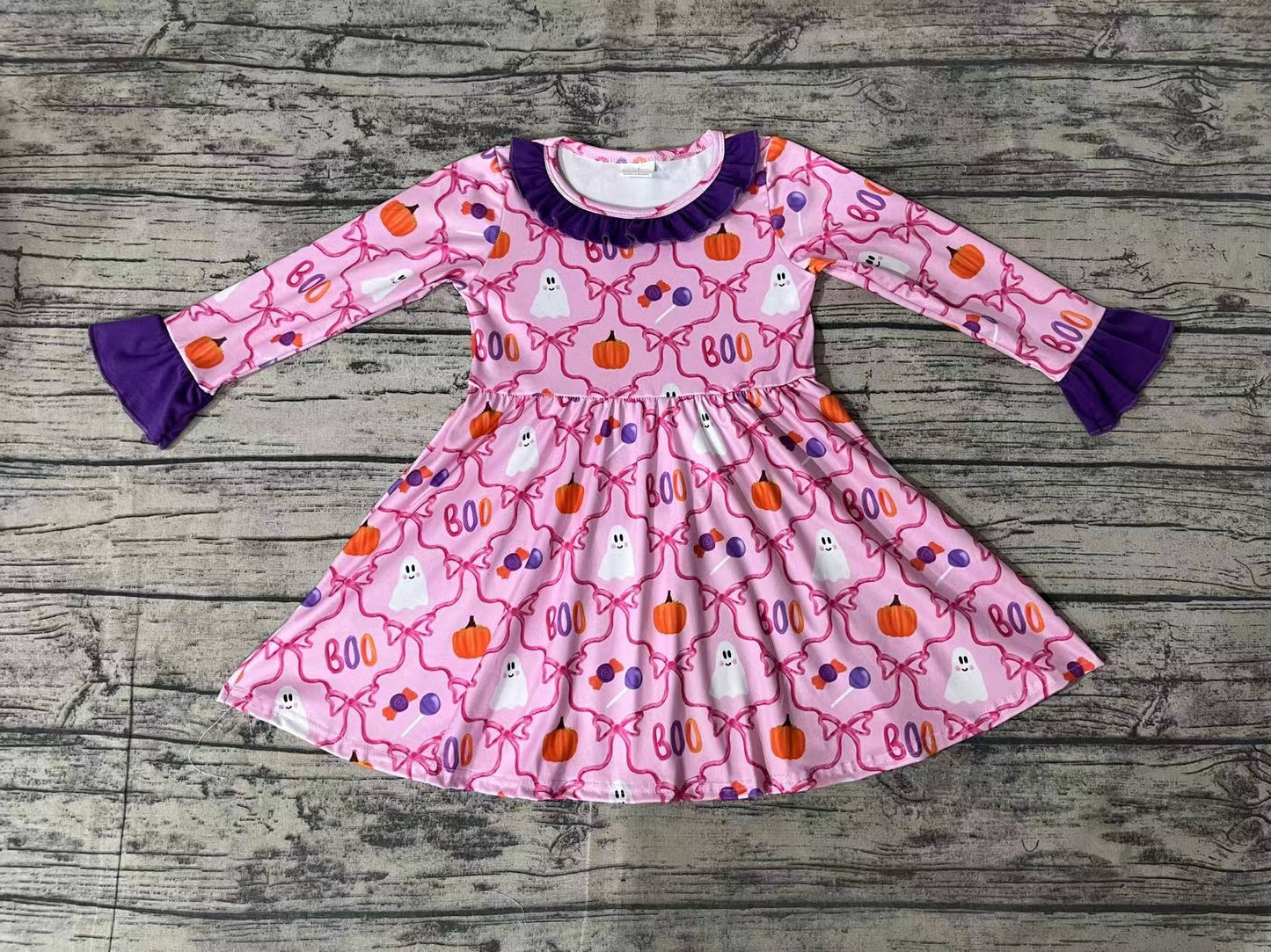 Baby Girl Halloween Pink Bows Ghost Dress