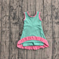 ( No moq ) Preorder Baby Girls Kids Sleeveless Shorts Pink Scallop Green Dress Yoga Active Clothes