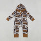 Baby Boy Long Sleeves Cow Cactus Aztec Hoodie Western Romper RTS