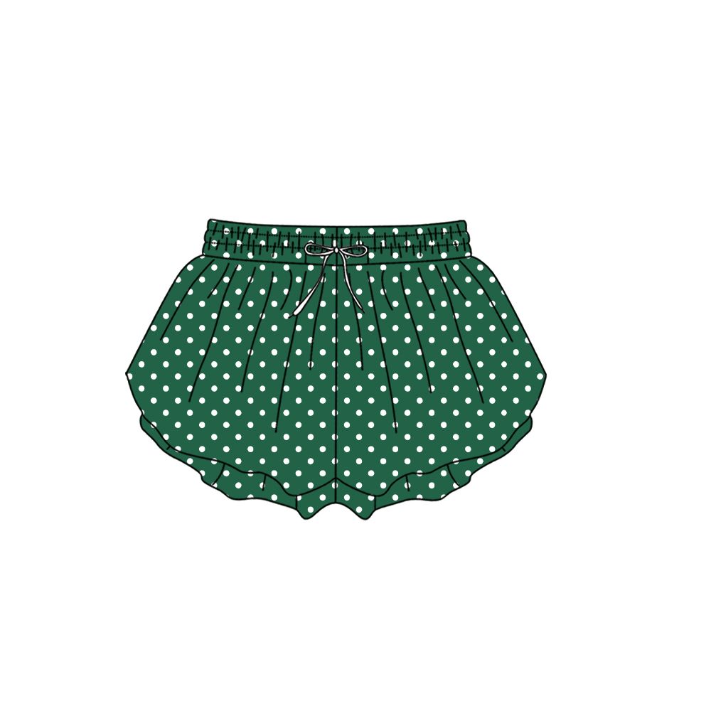 ( Moq 5 ) Preorder Adult Women Dots Green Yoga Active Ruffle Shorts Bottom Clothes