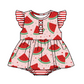 Baby Girl Short Sleeves Watermelon Stripes Hearts Sibling Romper Dress Clothes Set ( Moq 5 Each Design )