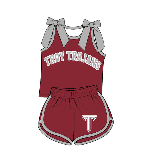 ( Moq 5 ) Baby Girls Kids Sleeveless Bows Shirt Shorts Team Set Clothes