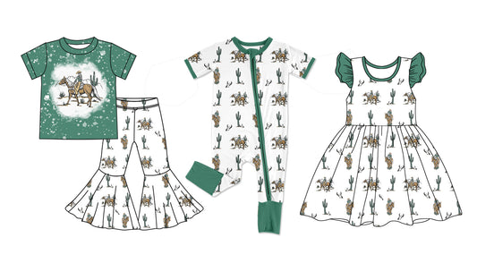 Baby Girl Short Sleeves Cowgirl Western Sibling Romper Dress Set ( Moq 5 Each Style ) 12.19