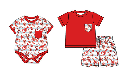 Baby Boy Short Sleeves Crawfish Sibling Romper Set ( Moq 5 Each Style ) 2.8